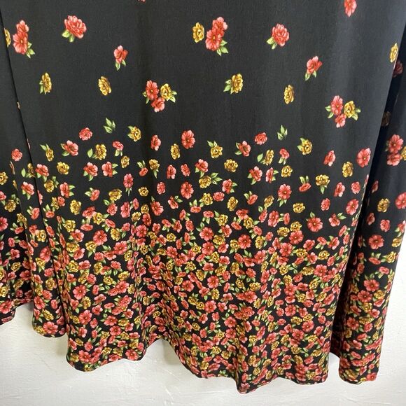J for Justify Dress Stretch SZ‎ 2X Floral Black Red Midi Boho A-Line Flare - Picture 5 of 14